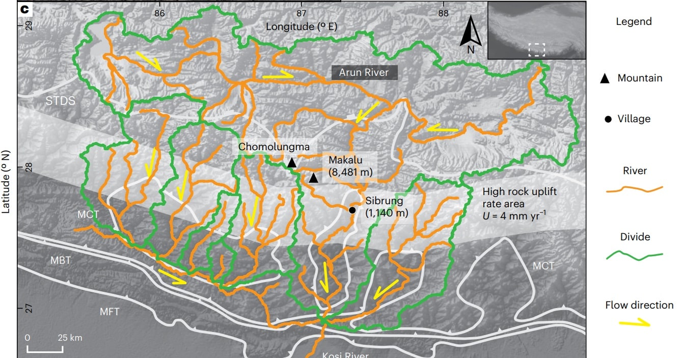 Речная система Коси / © Xu Han et al., Nature Geoscience, 2024 Речная система Коси / © Xu Han et al., Nature Geoscience, 2024